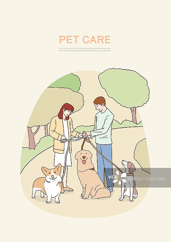 把狗留给宠物看护去散步的人图片素材