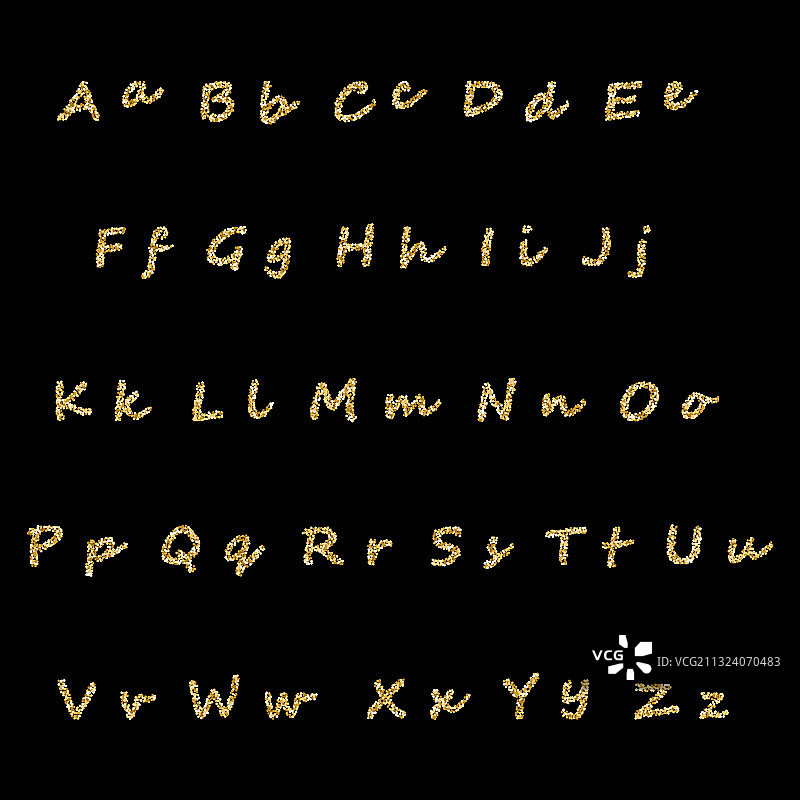 黄金闪光字母独特发光字体图片素材
