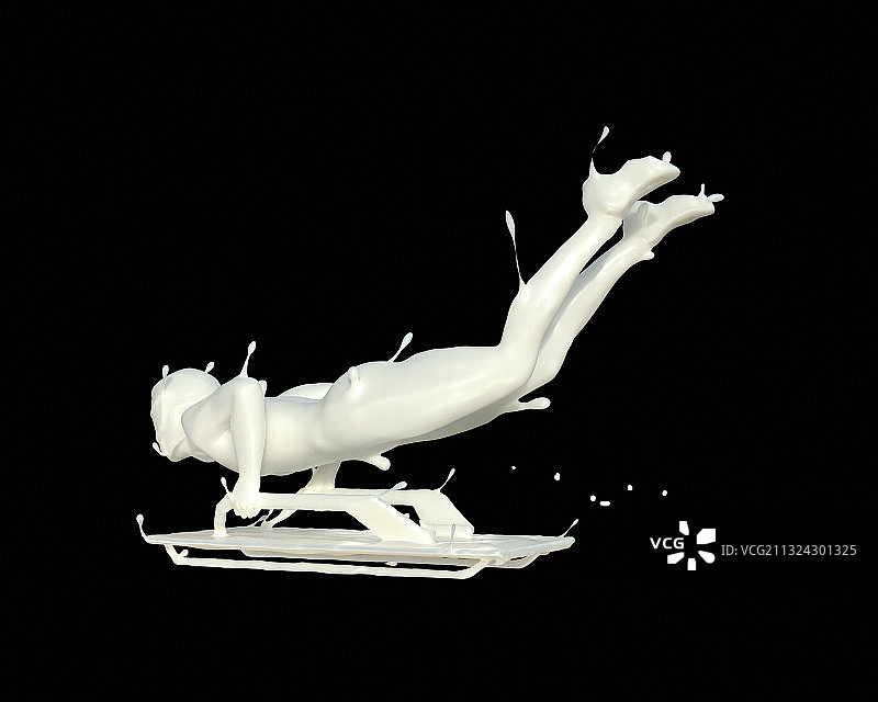 牛奶人物形态钢架雪车图片素材