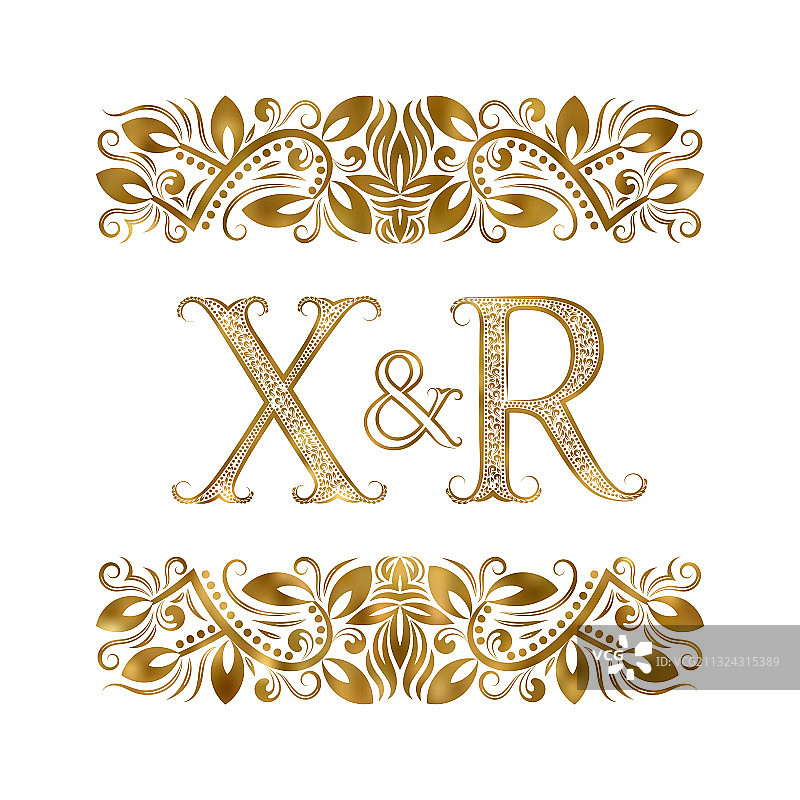 X和r首字母古商标字母图片素材