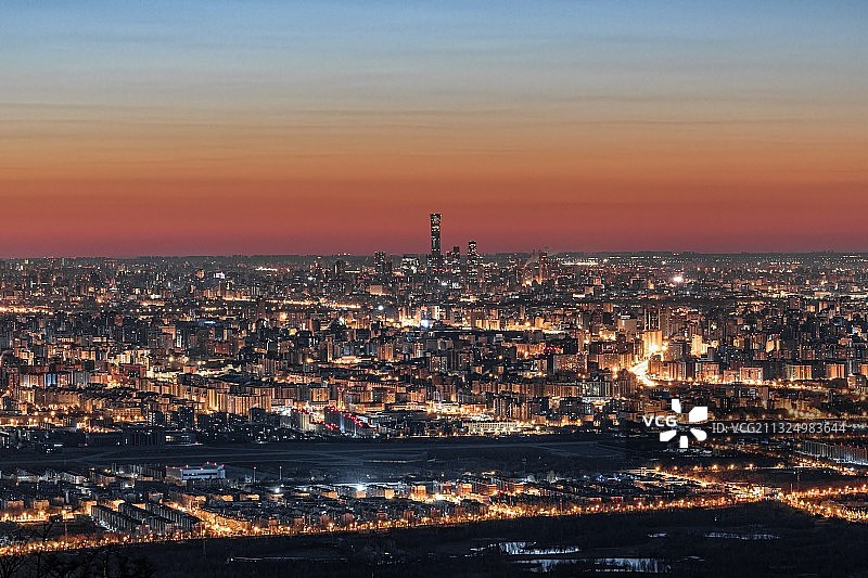 首都北京西山望国贸cbd中国尊城市夜景图片素材