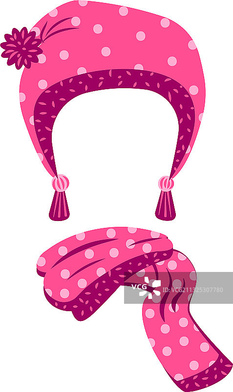 粉色的帽子和围巾图标卡通风格图片素材