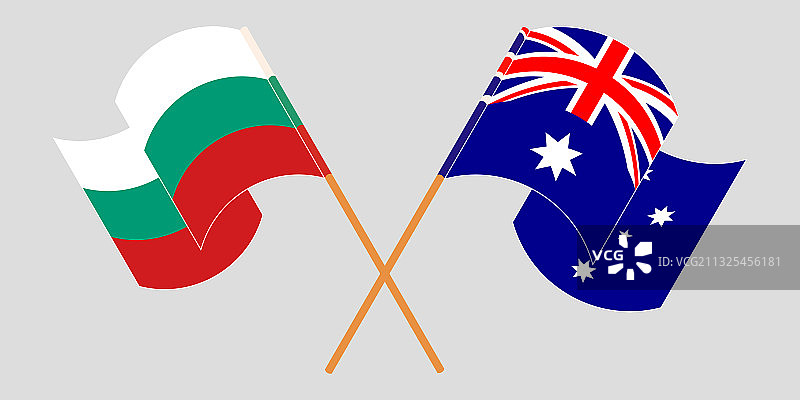 交叉和挥舞着保加利亚和澳大利亚的旗帜图片素材