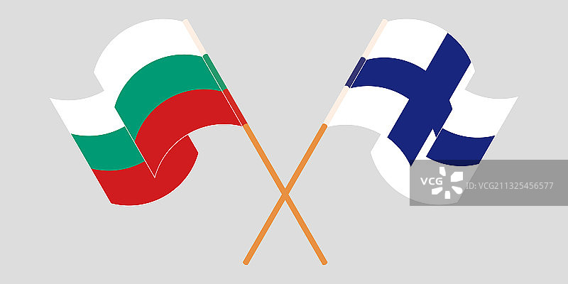 交叉和挥舞着保加利亚和芬兰的旗帜图片素材