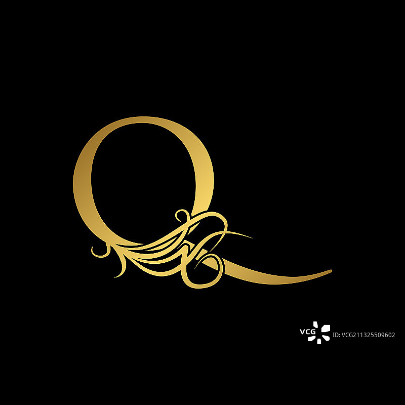 黄金奢侈品首字母q标志图标概念图片素材