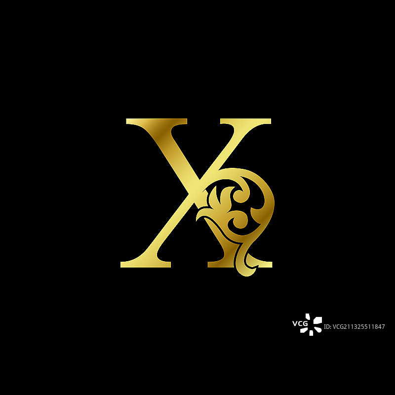 黄金奢侈品字母x装饰标志字母图片素材