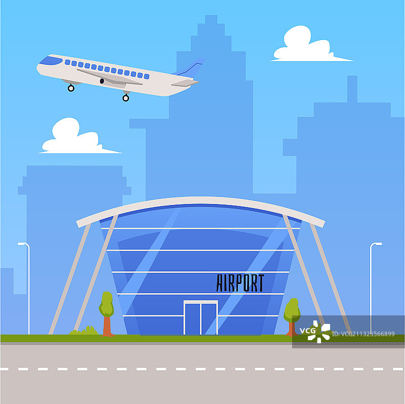 背景:现代城市与航空枢纽图片素材
