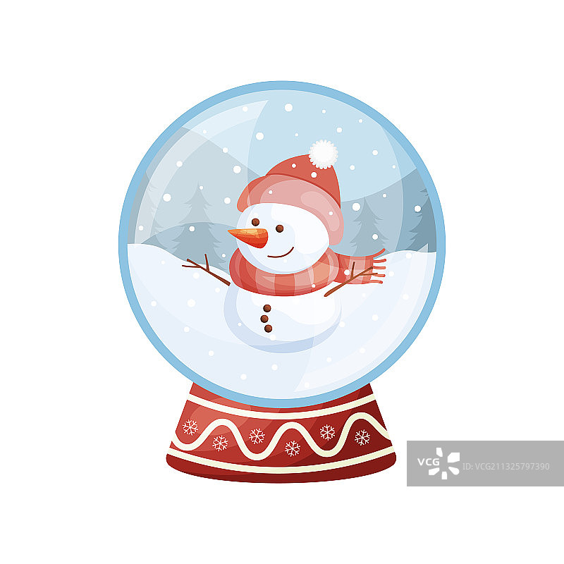 卡通圣诞雪球与可爱的雪人图片素材