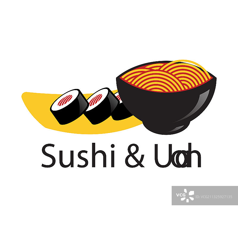寿司和乌冬日式食品的标志图片素材