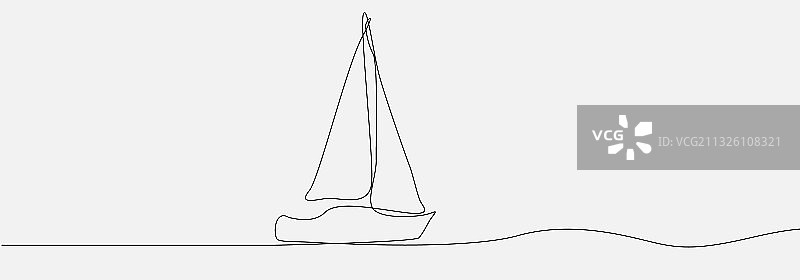 连续画线画帆船图片素材