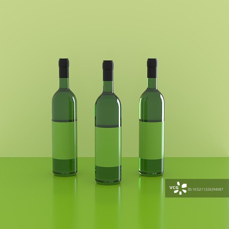 3D渲染的玻璃酒瓶图片素材