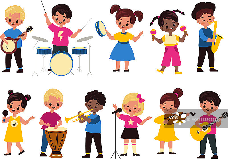 儿童音乐乐团儿童音乐多种族图片素材