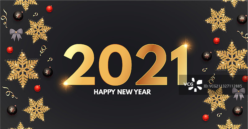 2021年新年快乐，高雅节日装饰图片素材