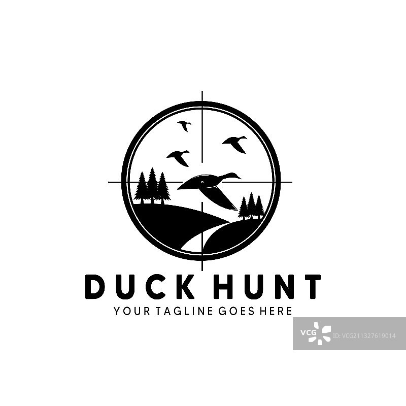 鸭猎野生动物标志设计复古标志图标图片素材