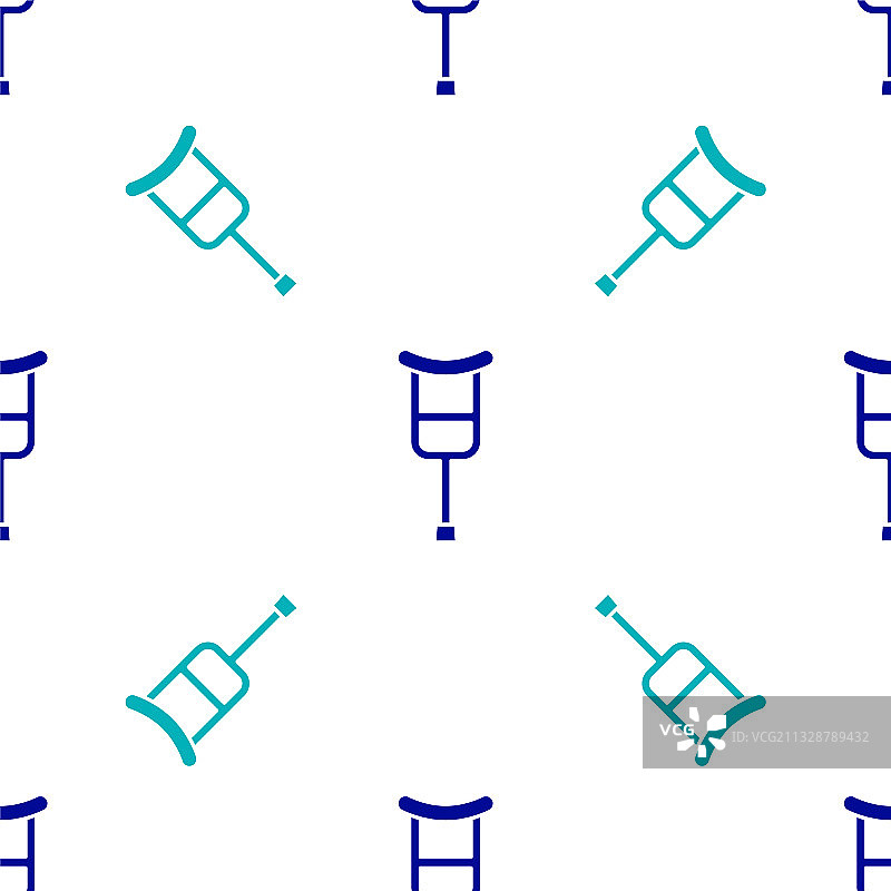 蓝色拐杖或拐杖图标隔离无缝图片素材