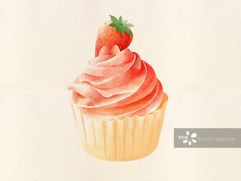草莓奶油纸杯蛋糕图片素材