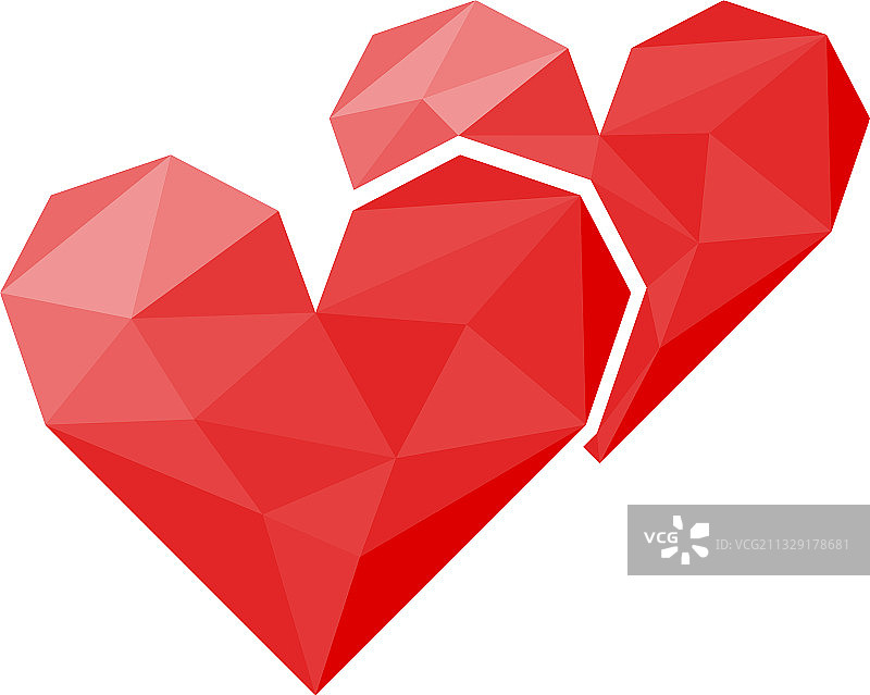 多边形两个红心图标为情人节图片素材