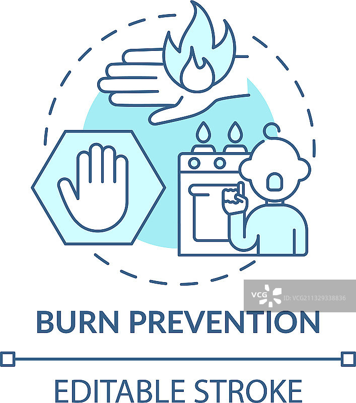 燃烧预防蓝绿色概念图标图片素材