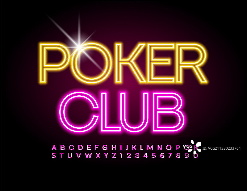 电子标识扑克牌俱乐部创意霓虹灯字母图片素材