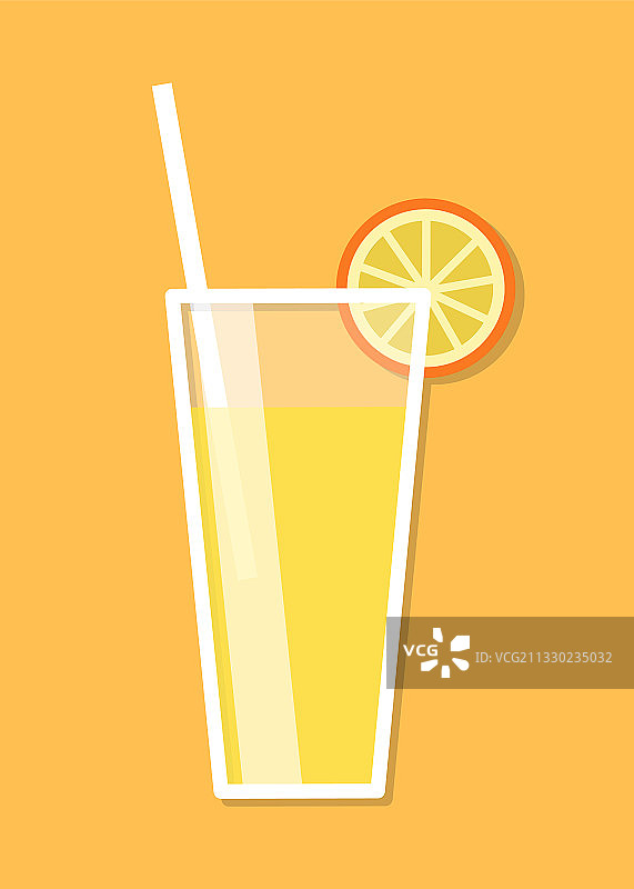 橙汁装在玻璃里，用管子隔离图片素材