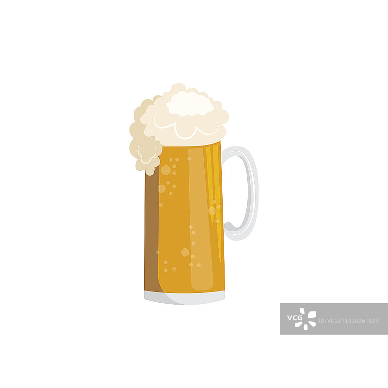 玻璃杯金色泡沫啤酒卡通扁图片素材