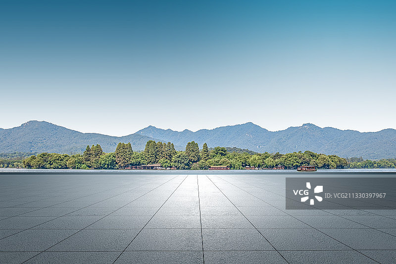 杭州西湖风景地面地板图片素材