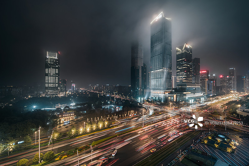 南京河西繁华夜景图片素材