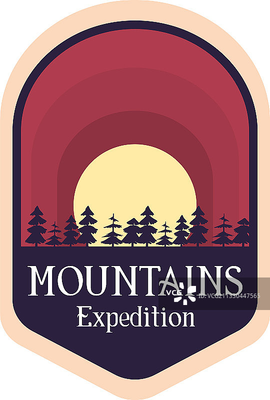 山岳探险标签设计图片素材