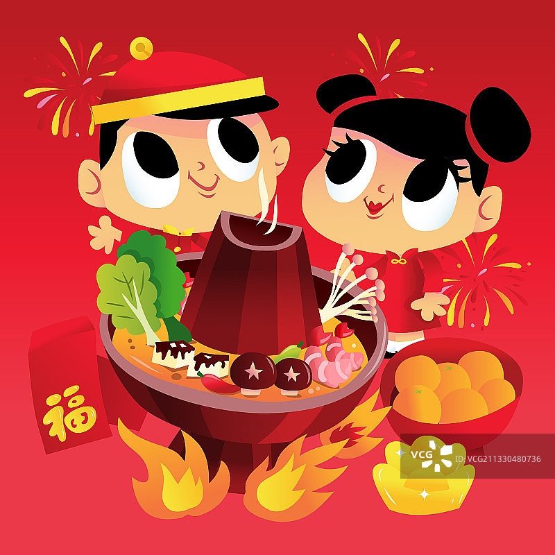 超级可爱的春节火锅图片素材