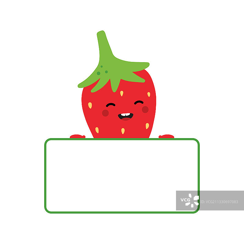 红色草莓字符与空卡图片素材
