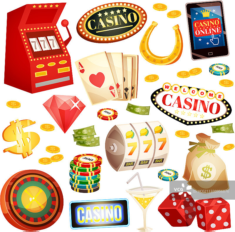 赌场装饰图标集图片素材