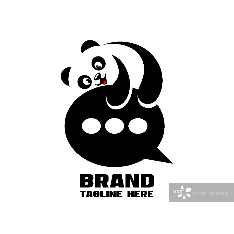 现代熊猫聊天标志图片素材