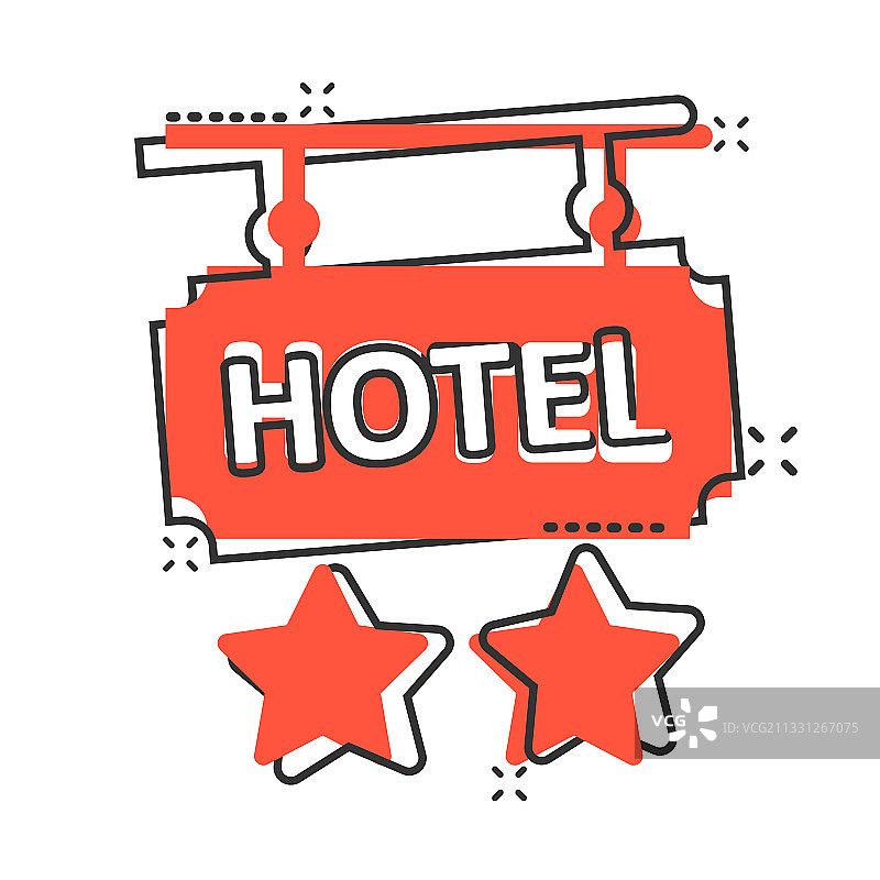 酒店2星标志图标在漫画风格的客栈图片素材