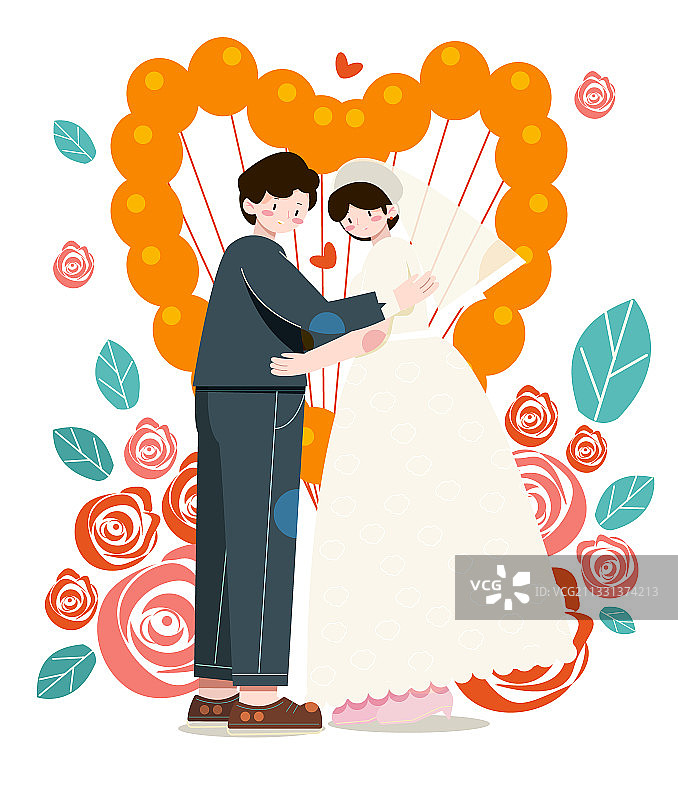 可爱卡通结婚矢量绘画插图图片素材