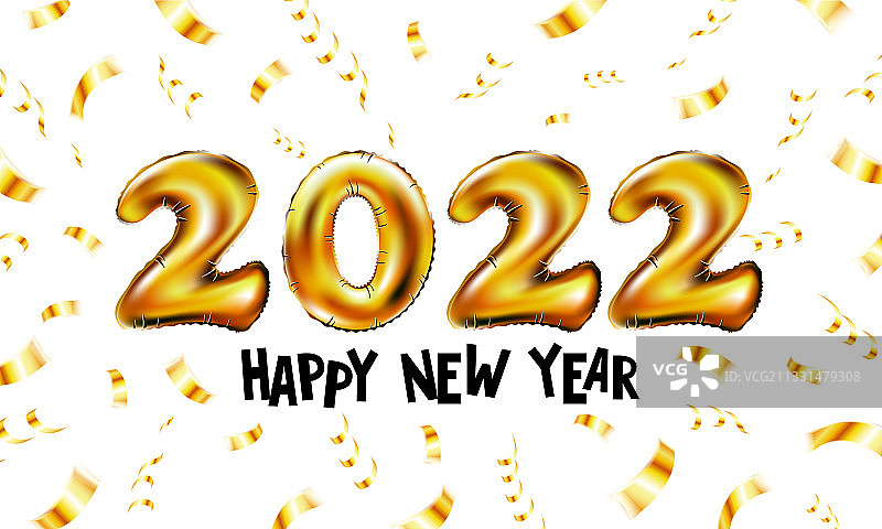 2022年新年快乐背景真实感黄金图片素材