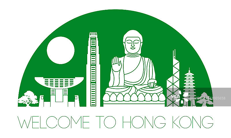 香港著名地标剪影字体图片素材