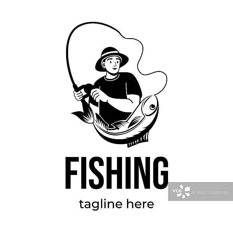 钓鱼标志设计渔民捕鱼用图片素材