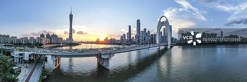 航拍中国广州城市日落风光图片素材