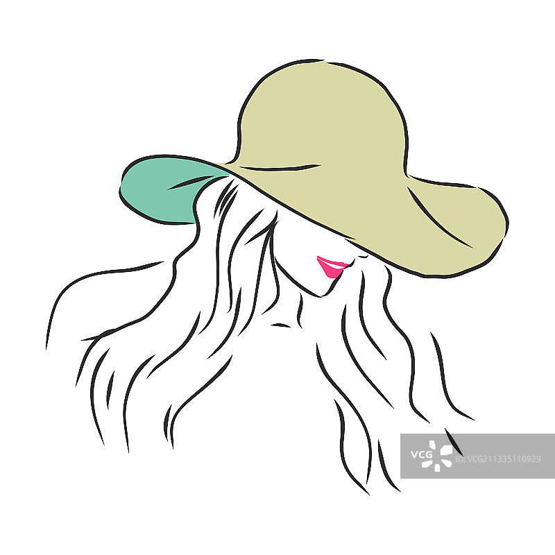 一个戴着优雅帽子的美丽女人的剪影图片素材