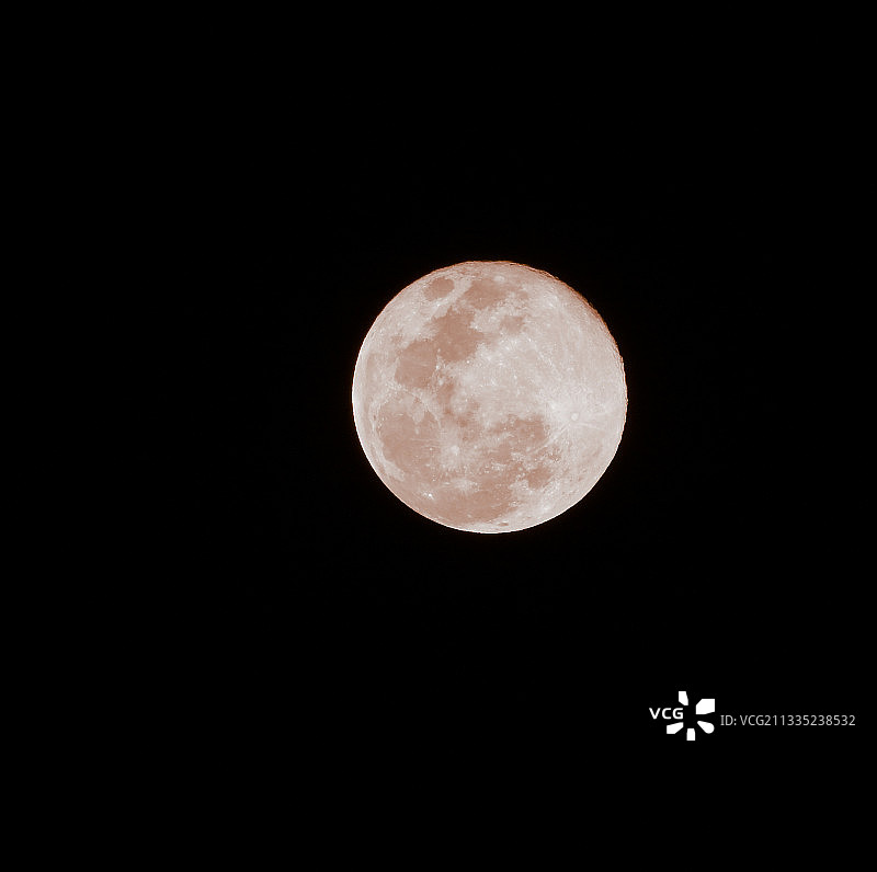 低角度的月亮对晴朗的天空在晚上，哥印拜陀，泰米尔纳德邦，印度图片素材