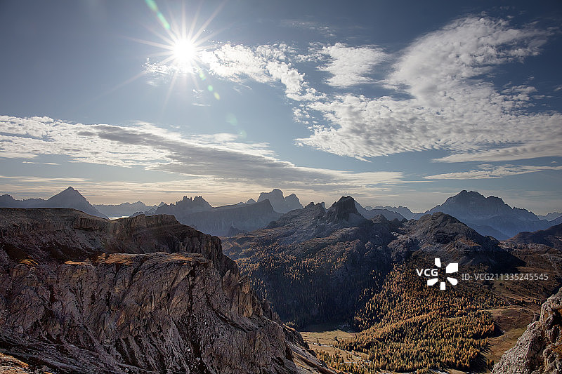意大利天空下的山脉全景图片素材