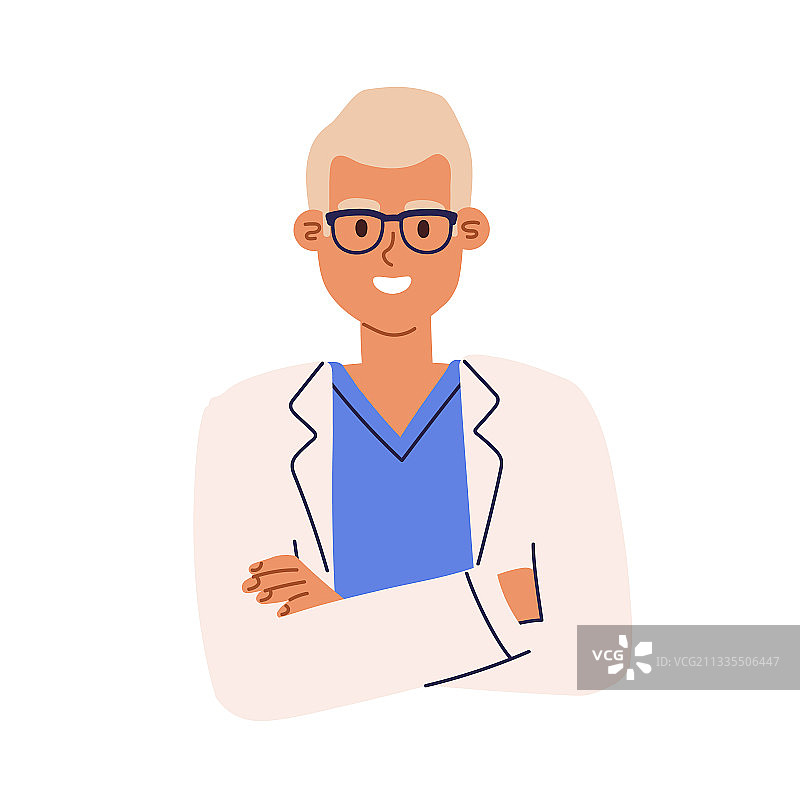 肖像药剂师戴眼镜和医疗外套图片素材