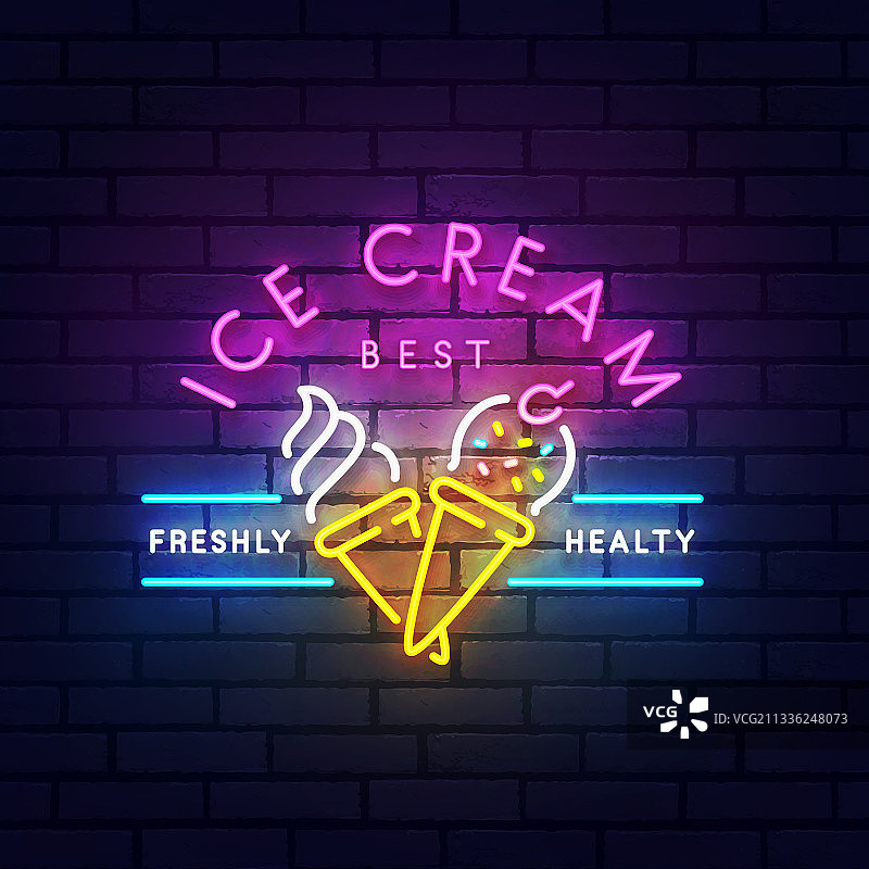 冰淇淋霓虹招牌亮招牌灯图片素材