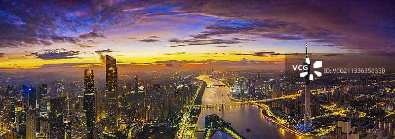 广东省广州城市建筑夜景图片素材