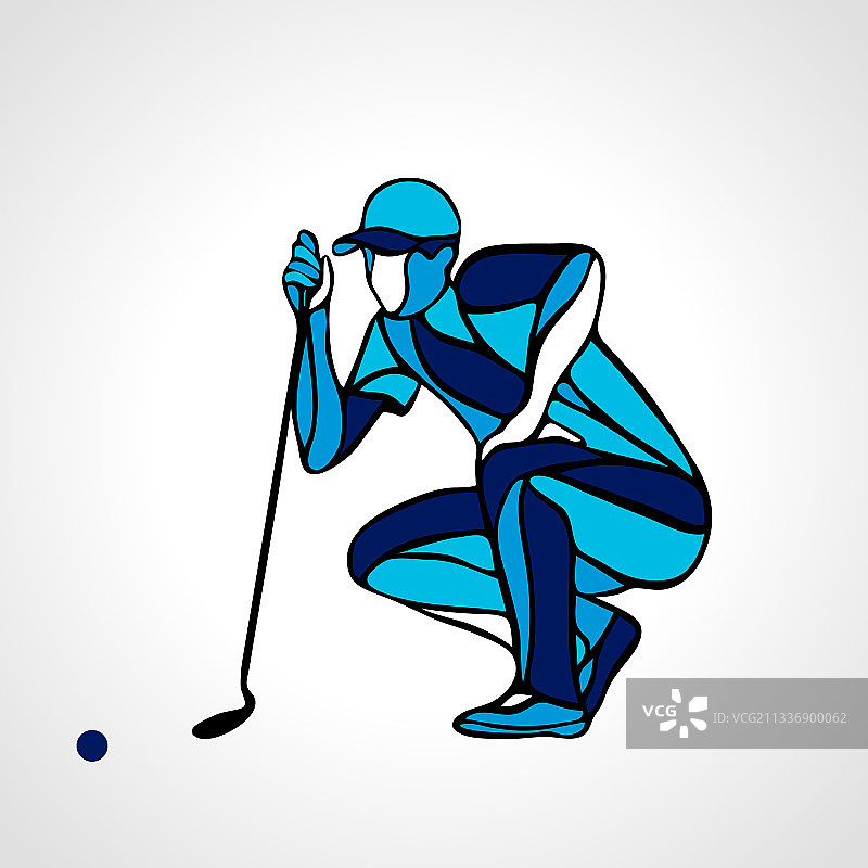 创意抽象剪影高尔夫球员图片素材