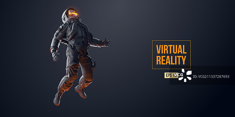 戴着虚拟现实眼镜的Vr头盔宇航员图片素材