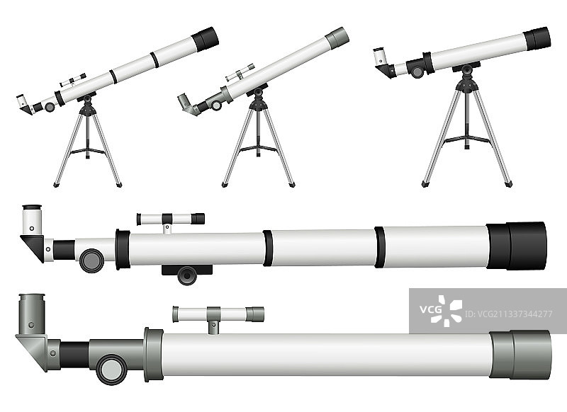 望远镜设计孤立在白色背景上图片素材