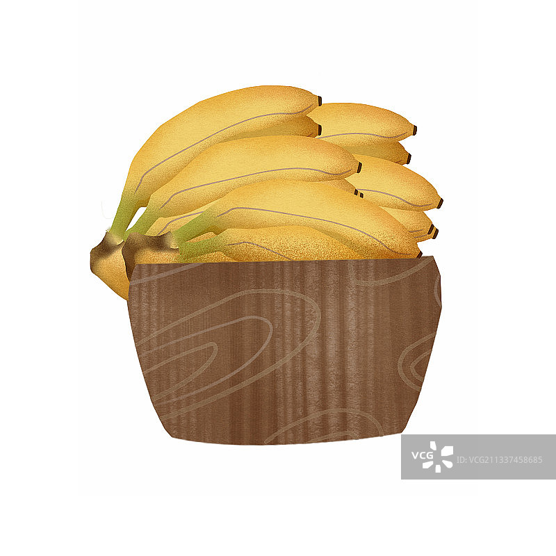 一筐水果香蕉插画元素图片素材