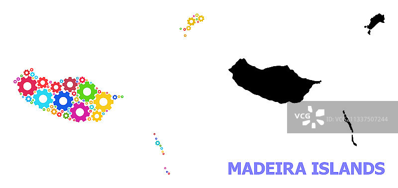 马德拉群岛马赛克地图着色服务图片素材