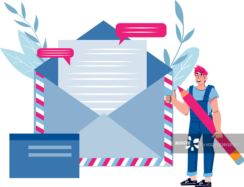 邮寄服务和电子邮件概念与小人图片素材